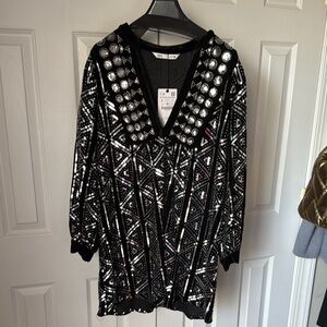 Zara Black Sequin Embellished Mini Dress